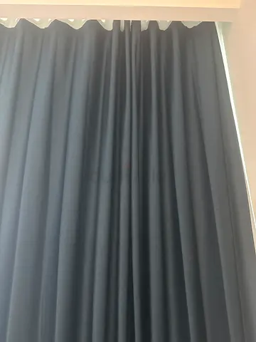 Dark navy blackout curtains. Size: 500cm * 275cm height, very wide suitable for big windows.