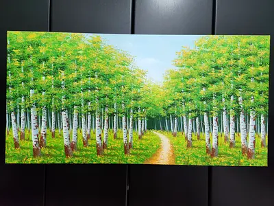 Landscape Canvas Wall Art - Birch Forest Path