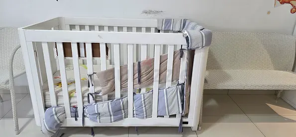 Sturdy White Wooden Baby Crib