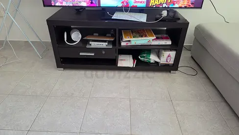 Dark wood TV stand / entertainment unit with storage, good condition
