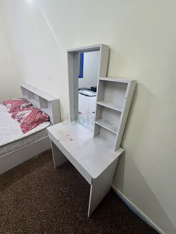 White Dressing Table with Mirror and Shelves - Good Condition