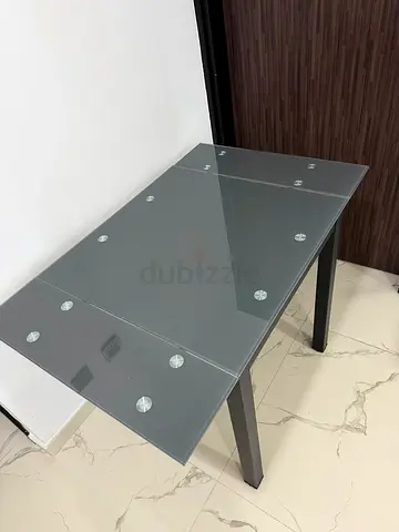 Glass Top Extending Table with Metal Legs - 4 Seater