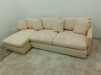 Crate and barrel beige color lshape sofa for sale