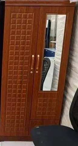 Two-door Wooden Wardrobe with Mirror - Good Condition