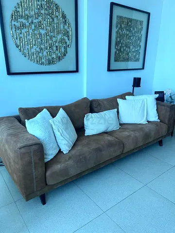 Take it for Free.. Brown 3-seater sofa in good condition. Take free but no elevator. Stairs only