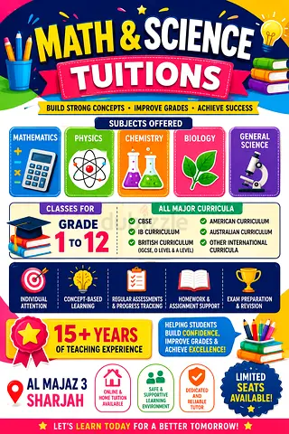 MATH  SCIENCE TUITIONS AVAILABLE