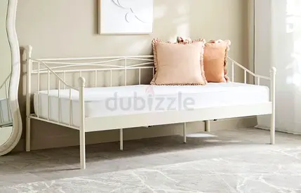 White Metal Daybed Frame (Single) - Modern Minimal