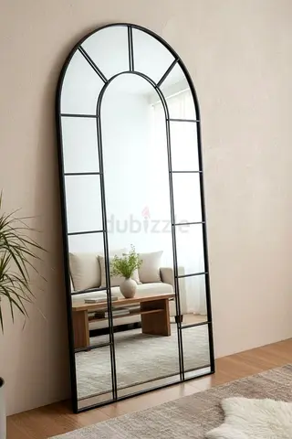 Large Arched Full-Length Decorative Mirror with Black Frame 180x90cm