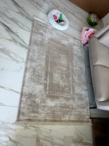 Neutral beige modern area rug - good condition