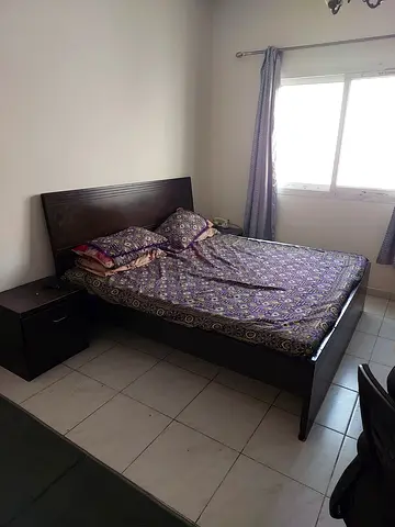 Wooden Double Bed with Nightstand - Good Condition