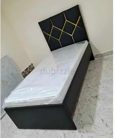 Single bed frame with mattress - modern black design