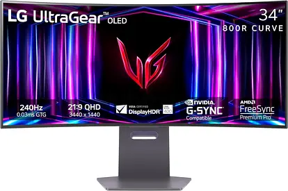 LG UltraGear 34 Inch CURVED OLED GAMING MONITOR, 240HZ 34GX90SA-WB