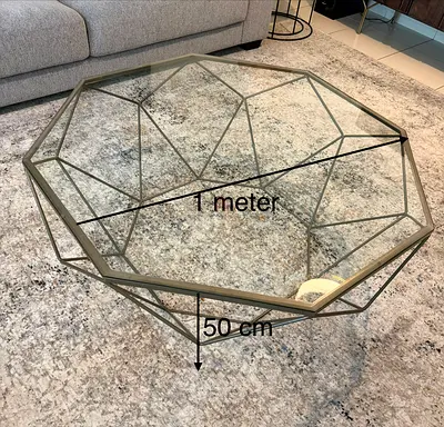 West Elm Geometric Glass Top Coffee Table - 1m Diameter