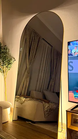 Large Full-Length Arch Floor Mirror - Gold Frame