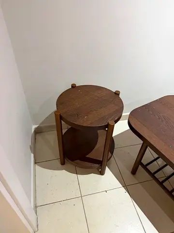 Solid Wood Round Side Table / Bedside Table - Good Condition
