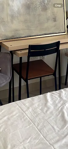 Compact wooden/metal chair - light wood and black frame
