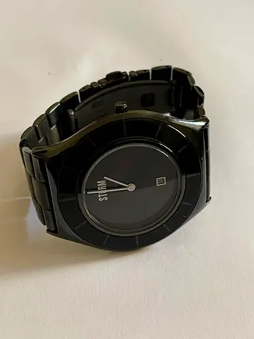 Black STORM mens wristwatch, ceramic-style bracelet, good condition