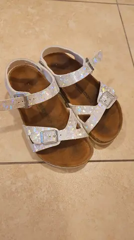 Brikenstock Kids White Sparkly Buckle Sandals - Size Unknown