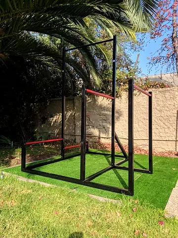 Heavy-duty outdoor calisthenics/pull-up rig — solid steel frame