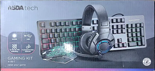4-in-1 Gaming Kit with RGB Keyboard, Headset, Mouse and Mousepad (Brand: SDAtech)