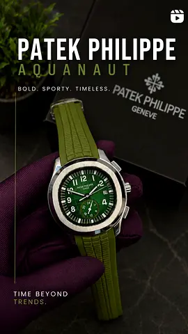 Patek Philippe Aquanaut Green Dial Automatic Watch with Rubber Strap