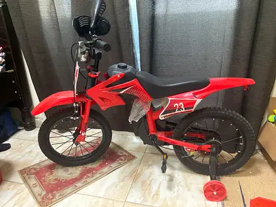 Red Kids Dirt Bike Style Bicycle with Training Wheels - Good Condition