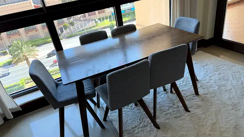 Dining table + 6 chairs — needs refinishing