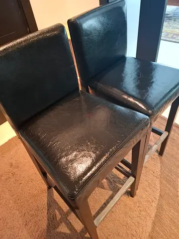Set of 2 IKEA Bar Stools – Black Leather-Look (Perfect for Kitchen Counter)