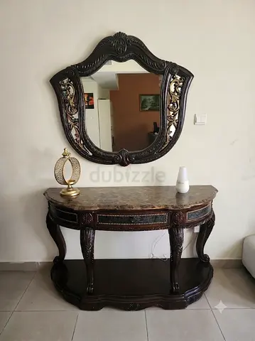 Solid Wood Console with Mirror