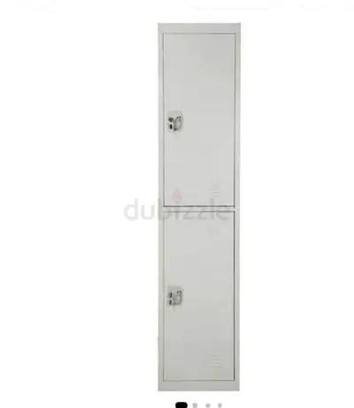 Two-door Metal Storage Locker - White/Light Grey