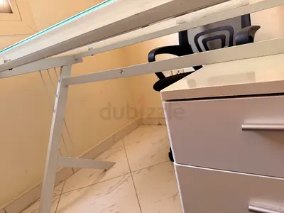 White Drafting/Study/office Table with Drawer Unit