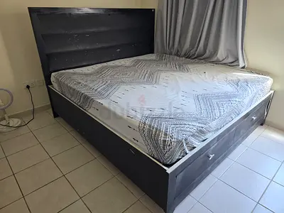 Modern Black King Size Bed with Storage Drawers