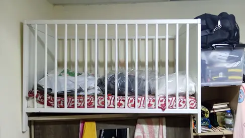 White Baby Crib - Solid Wooden Convertible Style with Mattress