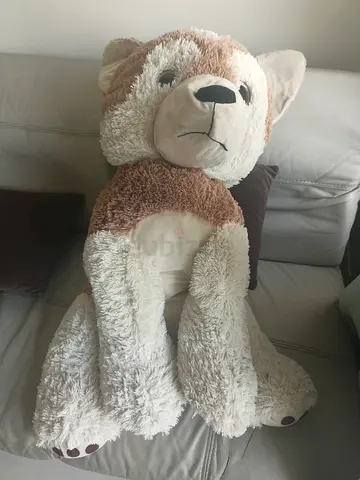 Large plush husky stuffed animal - soft, good condition