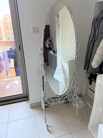 Full-Length Ornate Freestanding Floor Mirror - Vintage White