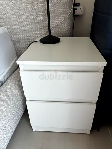 White bedside nightstand with drawer - good condition
