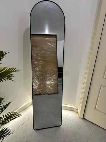 Tall Full-Length Arched Mirror with Black Frame