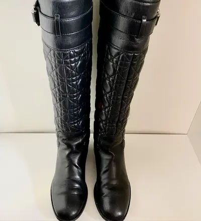 Authentic Christian Dior Cannage Quilted Leather Boots – Size 38 - بوت ديور اصلي جلد مقاس ٣٨