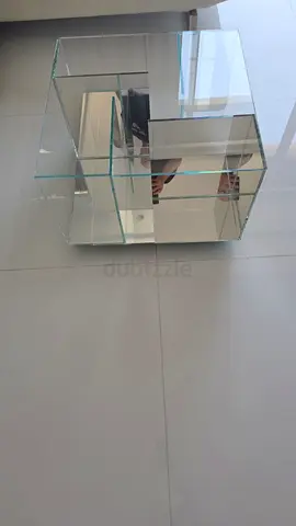Mirrored glass cube coffee table