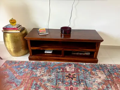Solid Wood TV Unit / Entertainment Console - Dark Finish