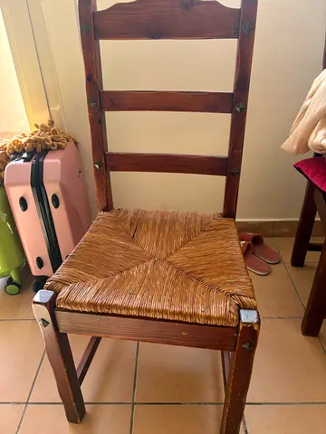 Solid wood dining chair with woven seat - settable price