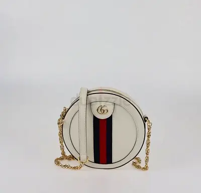 Gucci Off White Mini Web Ophidia Round Shoulder Bag (new)