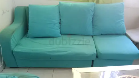 Light turquoise 3-seater sofa in good used condition