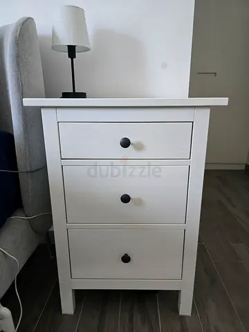 White 3-Drawer Nightstand / Bedside Table - Good Condition X2