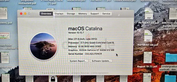 Mac mini (2012) — macOS Catalina, i7 2.7GHz, 8GB RAM, GTX 640M