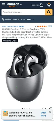 Huawei FreeBuds  (silver) with charging case - good condition