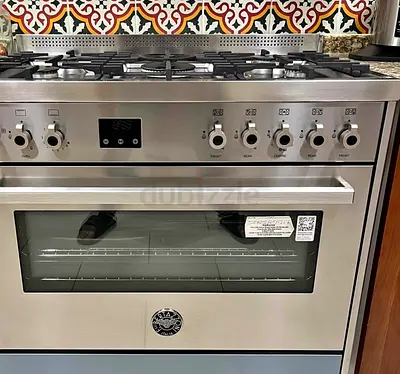 Bertazzoni 90X60 Cm Cooker 5 Gas Burners Multifunction Electric Oven Dual Fan Stainless Steel