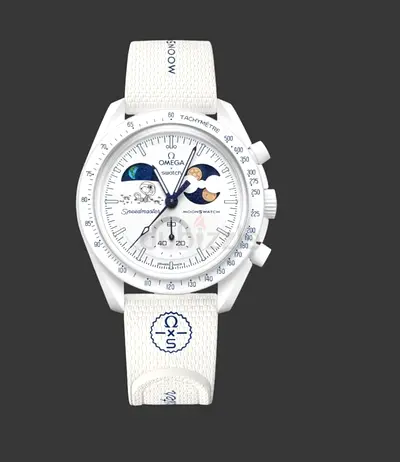 White Omega x Swatch MoonSwatch Speedmaster Chronograph Watch