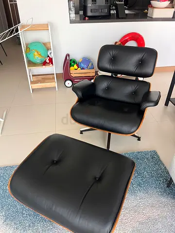 Nappa Leather Lounge Chair with Ottoman (Eames-style)