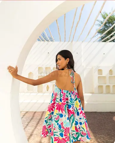 Floral Summer Dress - Halter Neck - Pure Cotton